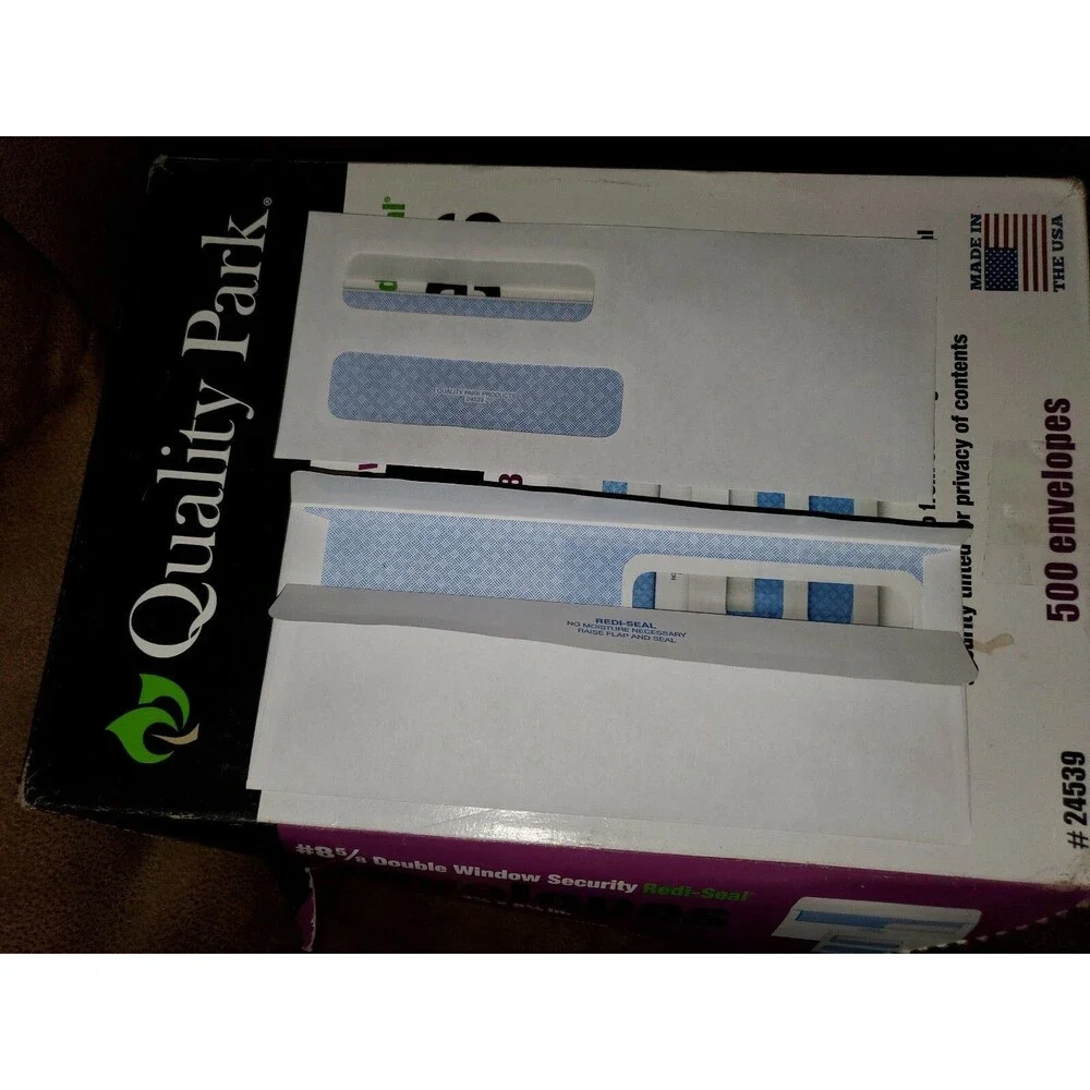 Quality Park 2-Window Tinted Redi Seal Check Envelope #8 5/8 3 5/8 x 8 5/8 White